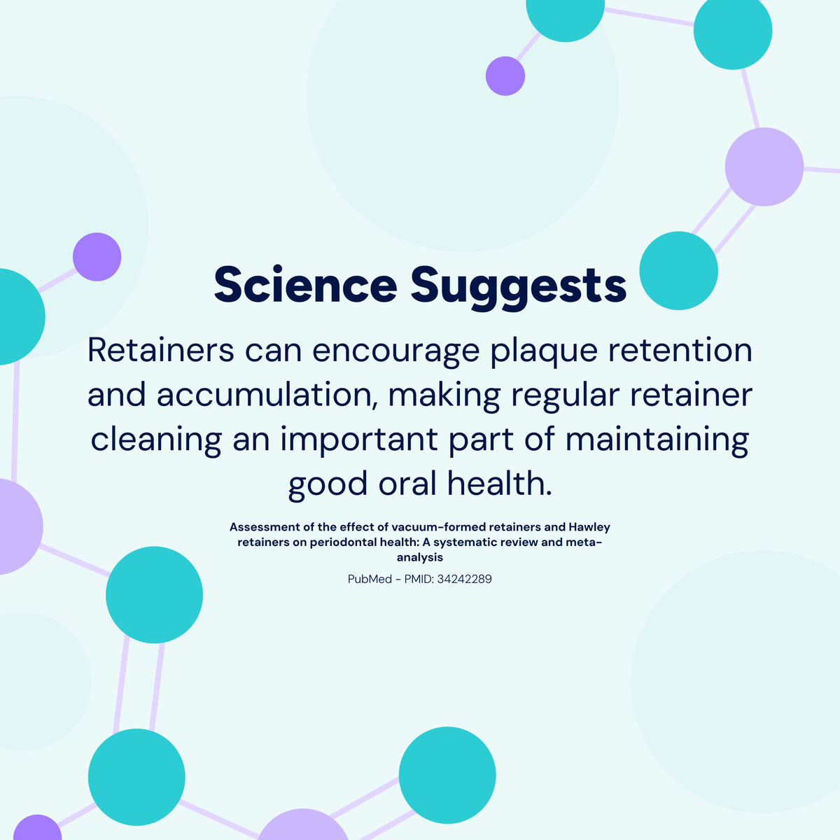 Alt text: Science suggests that retainers can encourage plaque retention and accumulation, making regular retainer cleaning an important part of maintaining good oral health.