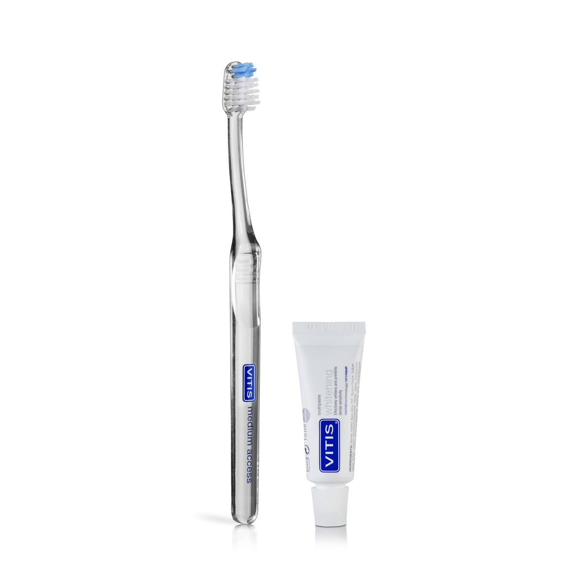 Bolt-On: VITIS Medium Toothbrush + Whitening Travel Toothpaste