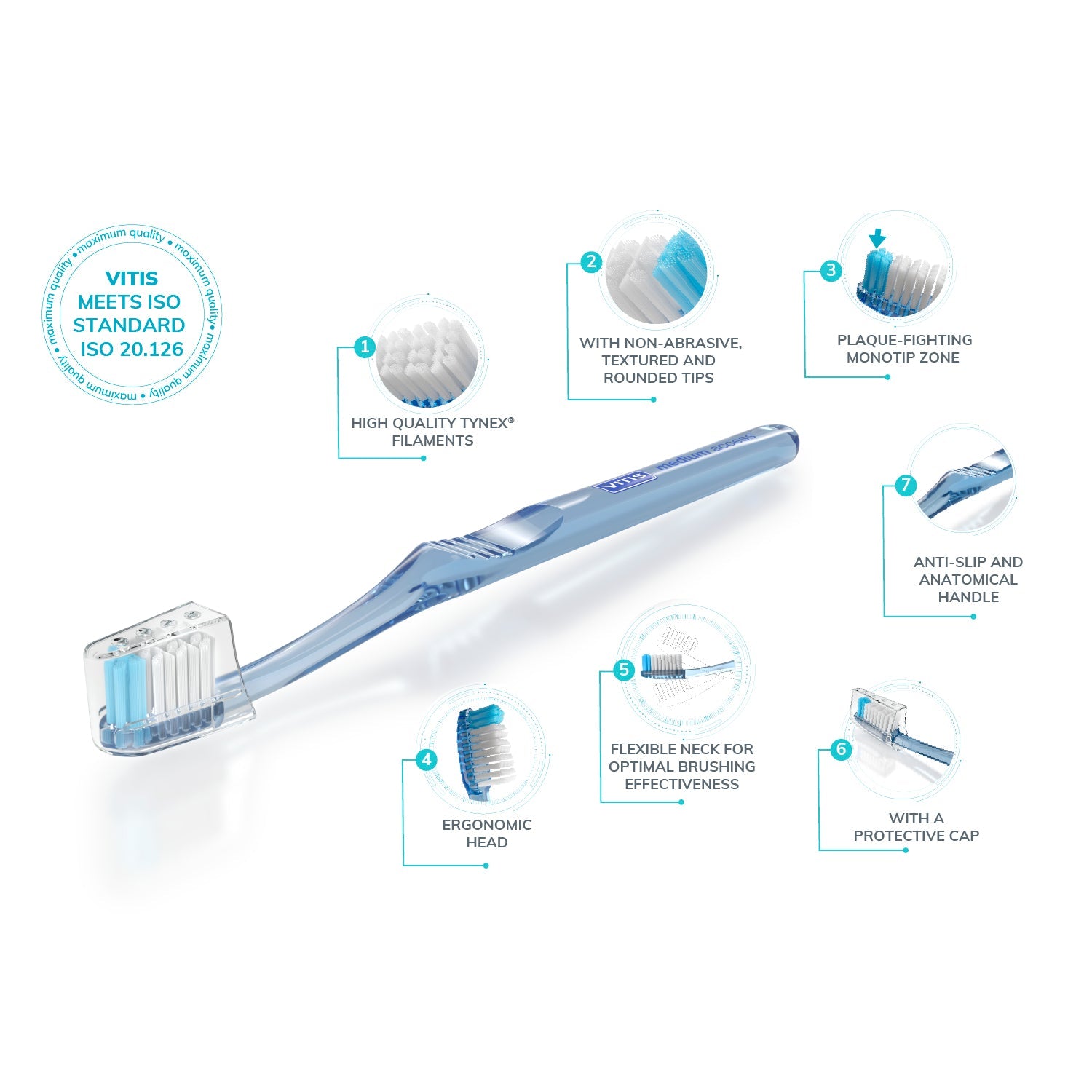 VITIS Medium Access Toothbrush with Whitening Toothpaste Sample